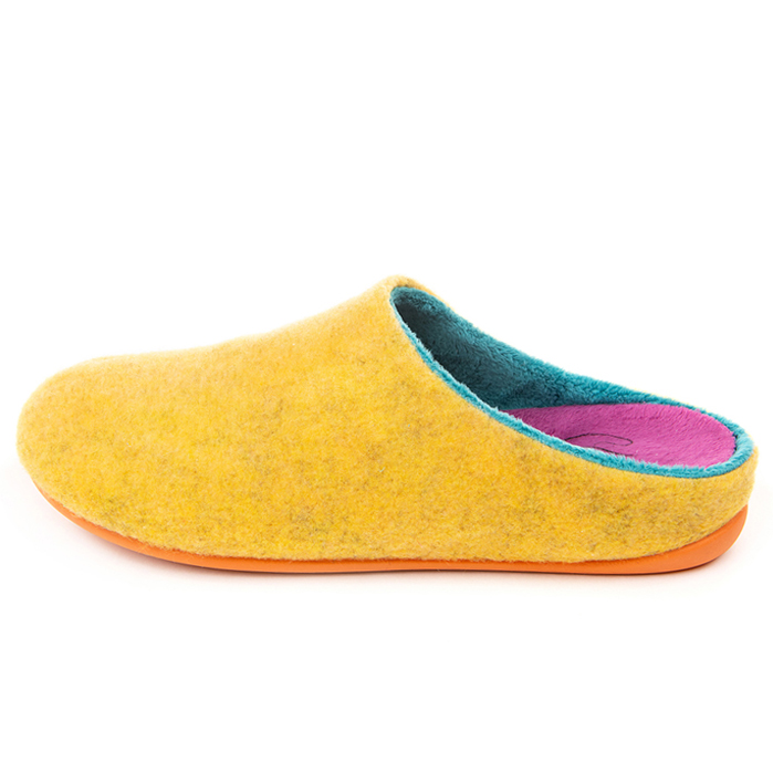 Zapatilla de casa mujer fieltro amarillo